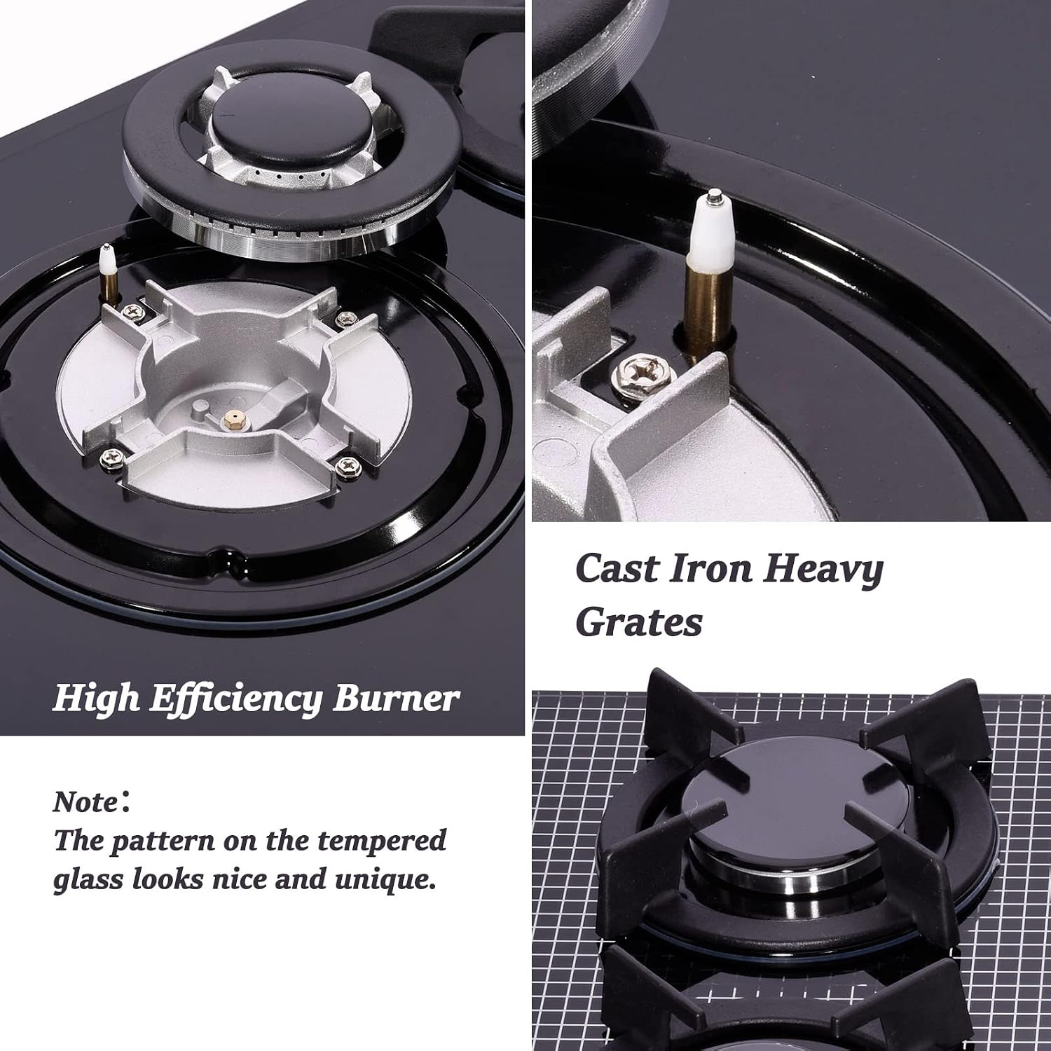 30-inch 5-Burner Built-in Gas Cooktop with Tempered Glass & Cast Iron Grates - LW5G01 (LPG/NG Convertible, Black)