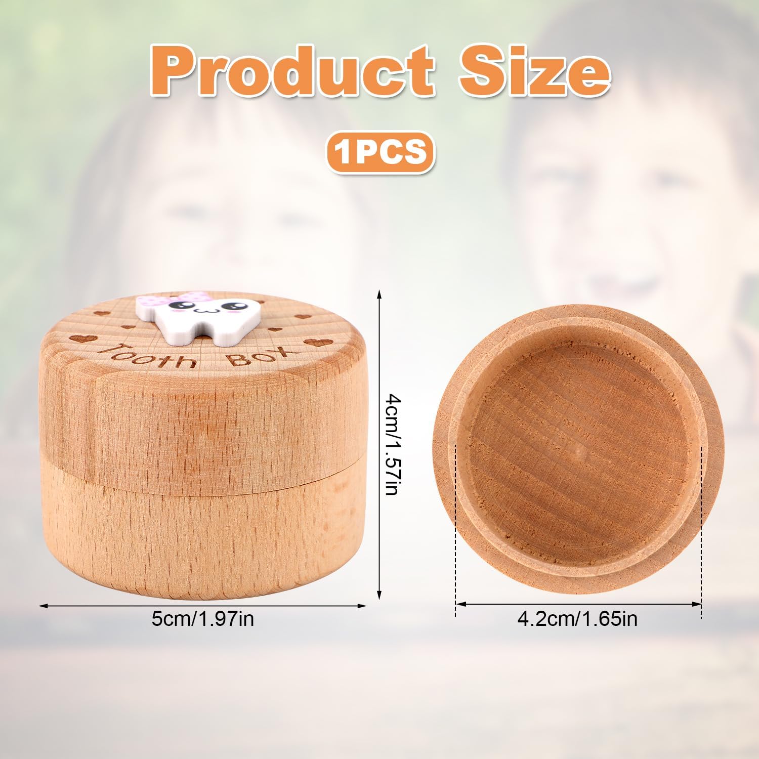 PEUTIER 3D Carved Tooth Fairy Box, Wooden Tooth Storage Box for Lost Teeth