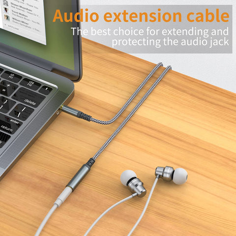 MCSPER Headphone Extension Cable, [2-Pack, 3.3ft Hi-Fi ] 3.5mm Extension AudioMale to Female Aux Adapter Hi-Fi Sound Stereo Extender Cord for Headset, iPhone, iPad, Smartphones, Tablets & More (Grey)