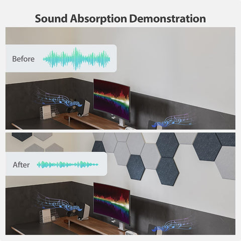 12 Pack Hexagon Acoustic Panels Self Adhesive Sound Proof Foam