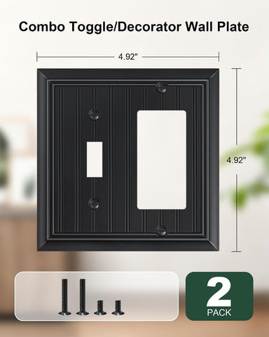 2-Pack Beadboard Bamboo Combo Toggle/Decorator Light Switch Cover Plate