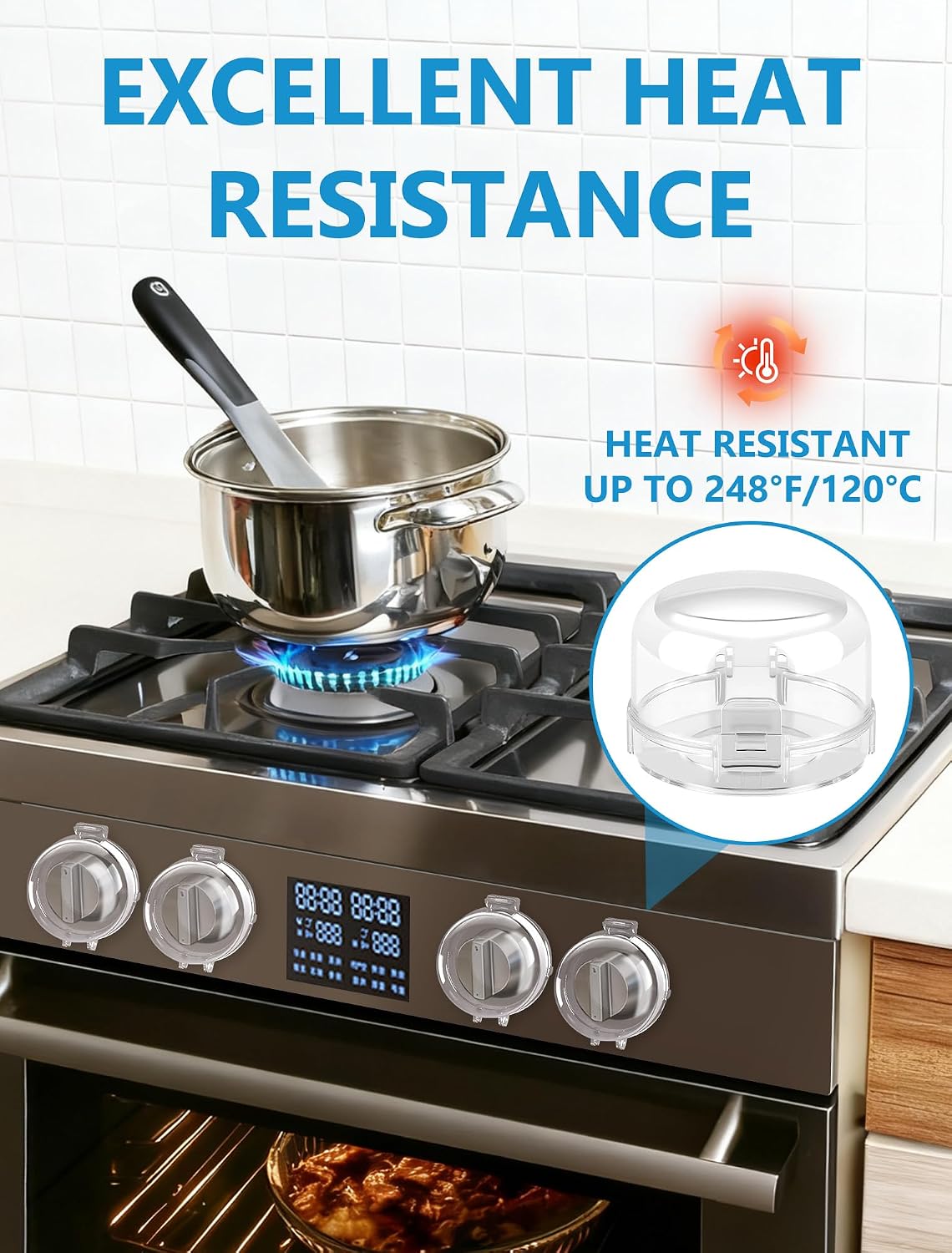 Stove Knob Safety Covers, 6 Pack Universal Gas Stove Knob Covers