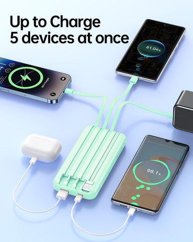 Portable Charger Power Bank with Built in Cable 20000mAh Fast Charging
