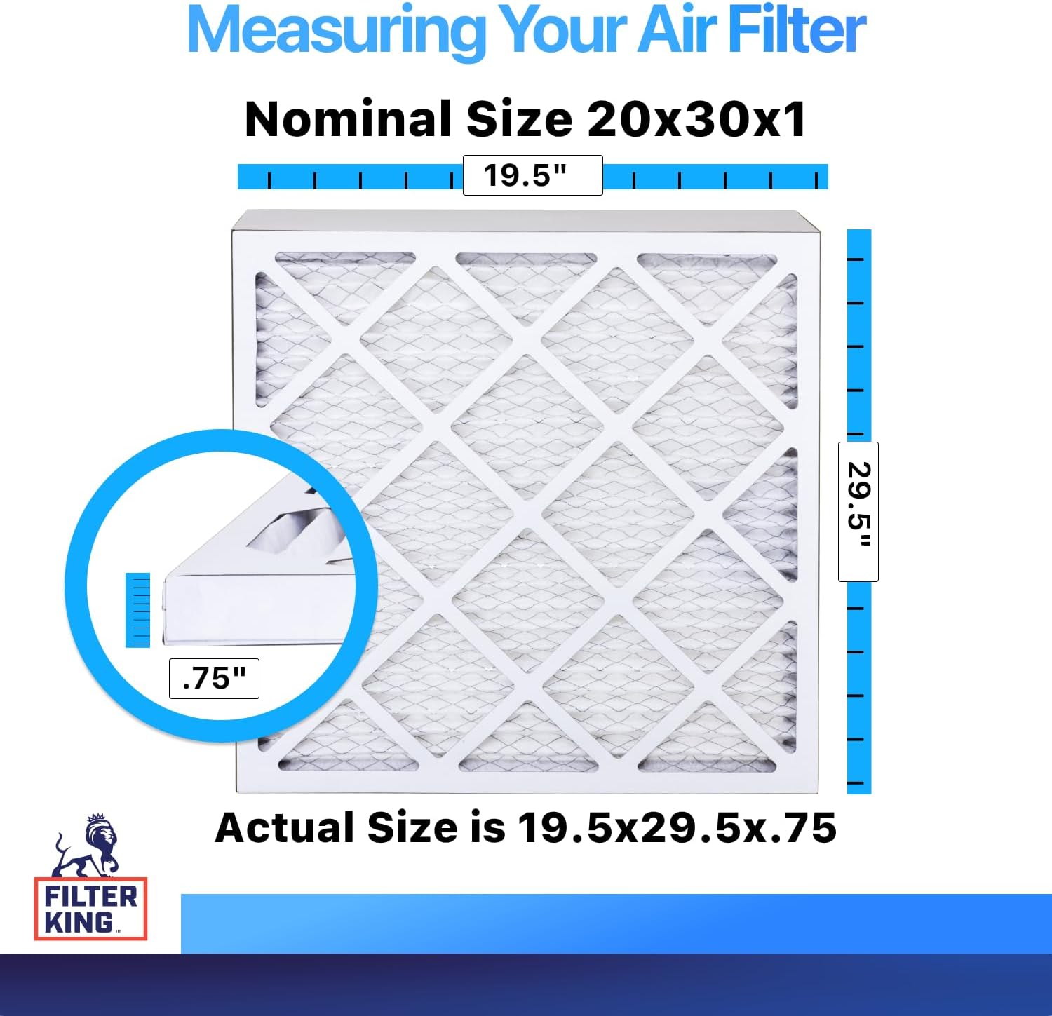 Filter King 20x30x1 Air Filter MERV 8, AC Furnace Filters (12-Pack)