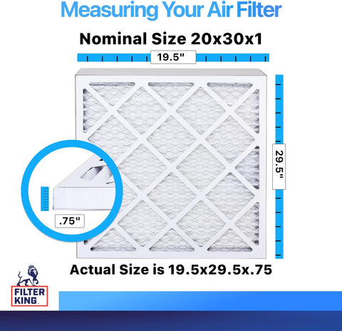 Filter King 20x30x1 Air Filter MERV 8, AC Furnace Filters (12-Pack)