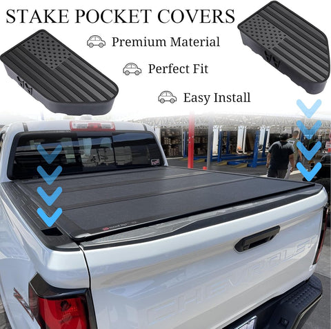 Bed Rail Stake Pocket Covers for Chevy Colorado GMC Canyon 2023 2024 2025 2026 Truck Accessories Caps Rear Holes Plugs Covers Black