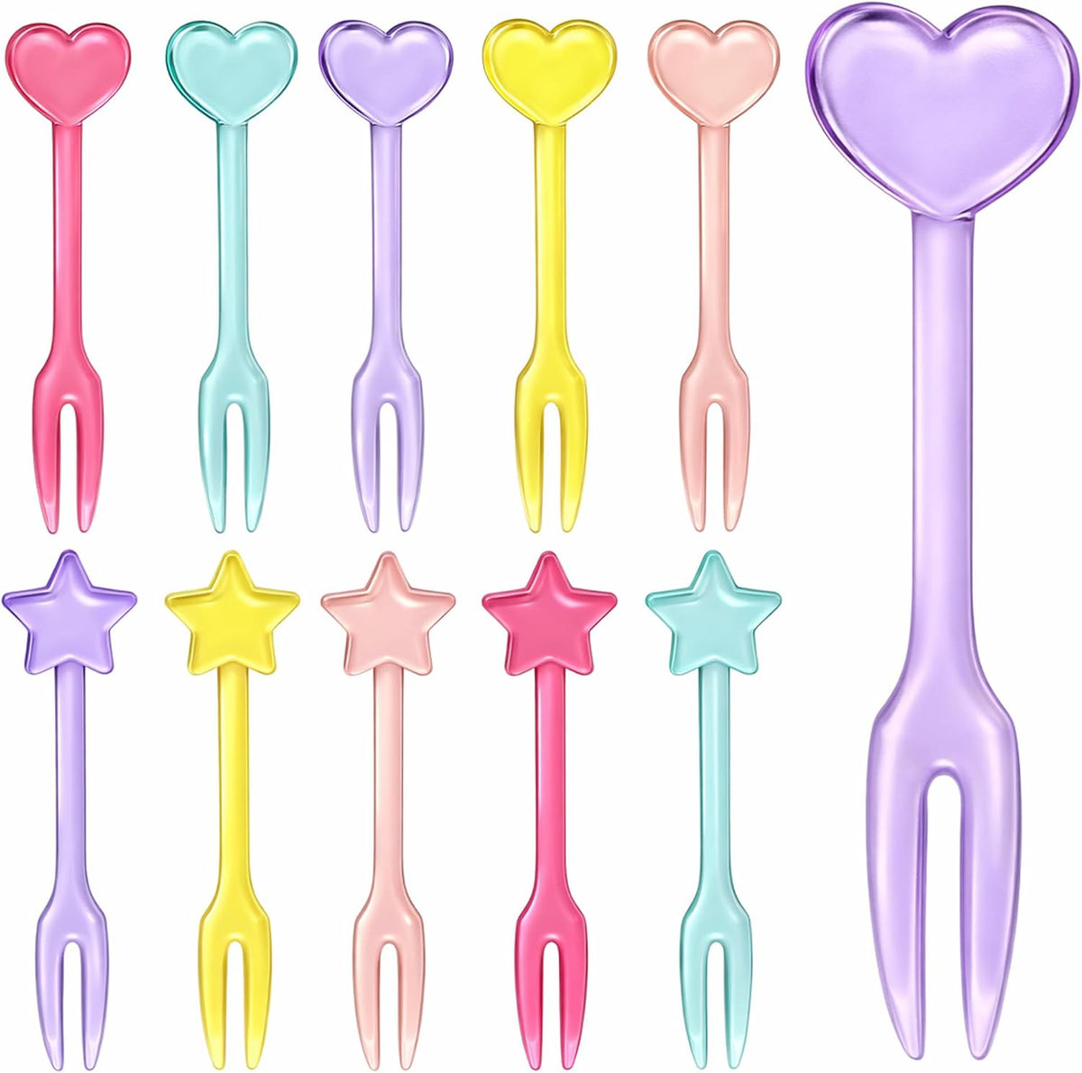 GET FRESH 30 Forks for Kids - Fruit Picks, Bento Box Picks, Reusable Mini Toothpick Sticks, Heart Dessert Forks for Children Party and Lunch Box