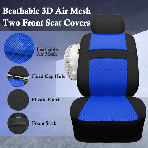 CAR PASS Car Seat Covers Front Seats Only, 3D Air Mesh Car Seat Cover with 5mm Composite Sponge Inside,Airbag Compatible Universal Fit SUV,Vans,sedans, Trucks, Automotive Interior Covers(Black Blue