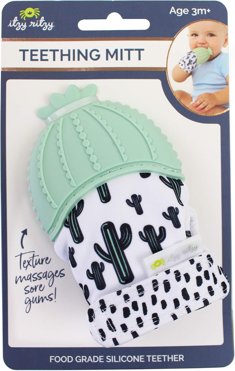 Itzy Ritzy Silicone Teething Mitt, Soothing Infant Teething Mitten (Cactus)