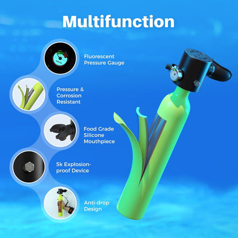 SMACO S300 Mini Scuba Tank, 0.5L Handheld Lung Air Tank