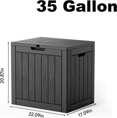 35 Gallon Outdoor Deck Box Lockable Waterproof Storage Black