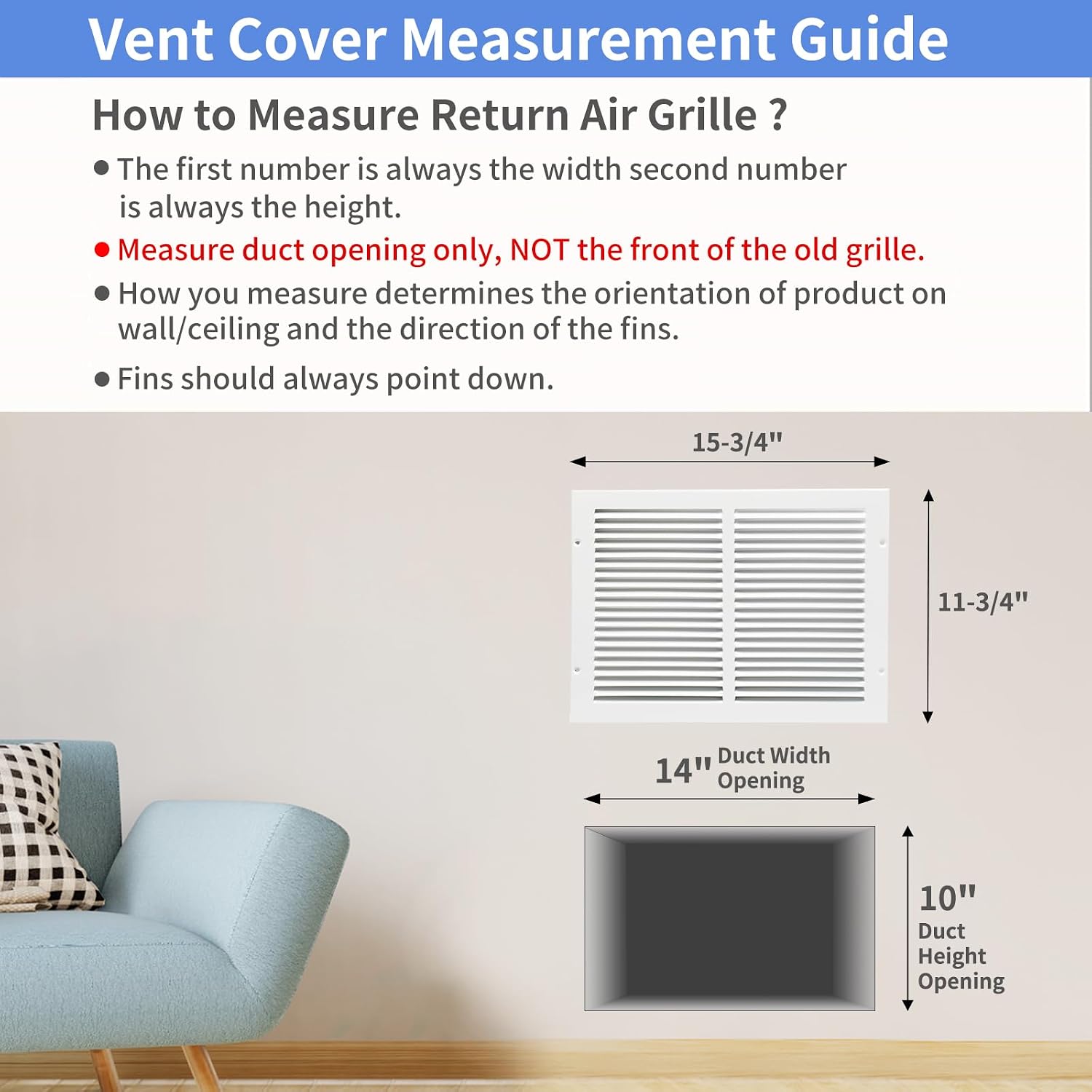 Howeall 14"W x 10"H [Duct Opening Size] Steel Return Air Grille, Air Return Vent Cover for Ceiling and Sidewall - HVAC Air Vent Covers - [Outer Dimensions: 15.75"W x 11.75"H]