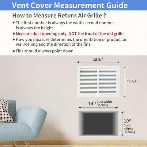 Howeall 14"W x 10"H [Duct Opening Size] Steel Return Air Grille, Air Return Vent Cover for Ceiling and Sidewall - HVAC Air Vent Covers - [Outer Dimensions: 15.75"W x 11.75"H]