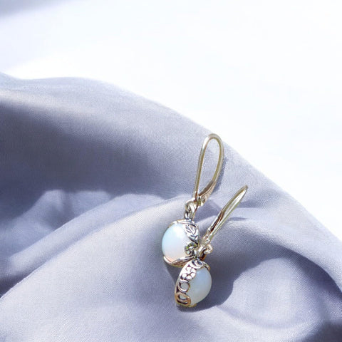 Bottled Up Designs Handmade Vintage White Leverback Botanicals Earrings, Sterling Silver, Eco Friendly, Made in USA, Birthday Gifts, Mothers Day, Women, Anniversary (Black Depression Glass)