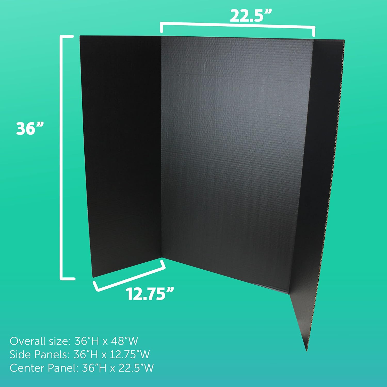 Flipside Products 36” x 48” Project Boards for Presentations, Science Fair, School Projects, Event Displays and Trifold Picture Board, Proudly Made in USA - Black - 10 Pack