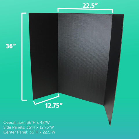 Flipside Products 36” x 48” Project Boards for Presentations, Science Fair, School Projects, Event Displays and Trifold Picture Board, Proudly Made in USA - Black - 10 Pack