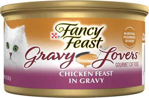 Fancy Feast Purina Gravy Lovers Chicken Wet Cat Food, 3 oz Cans, 24-Pack