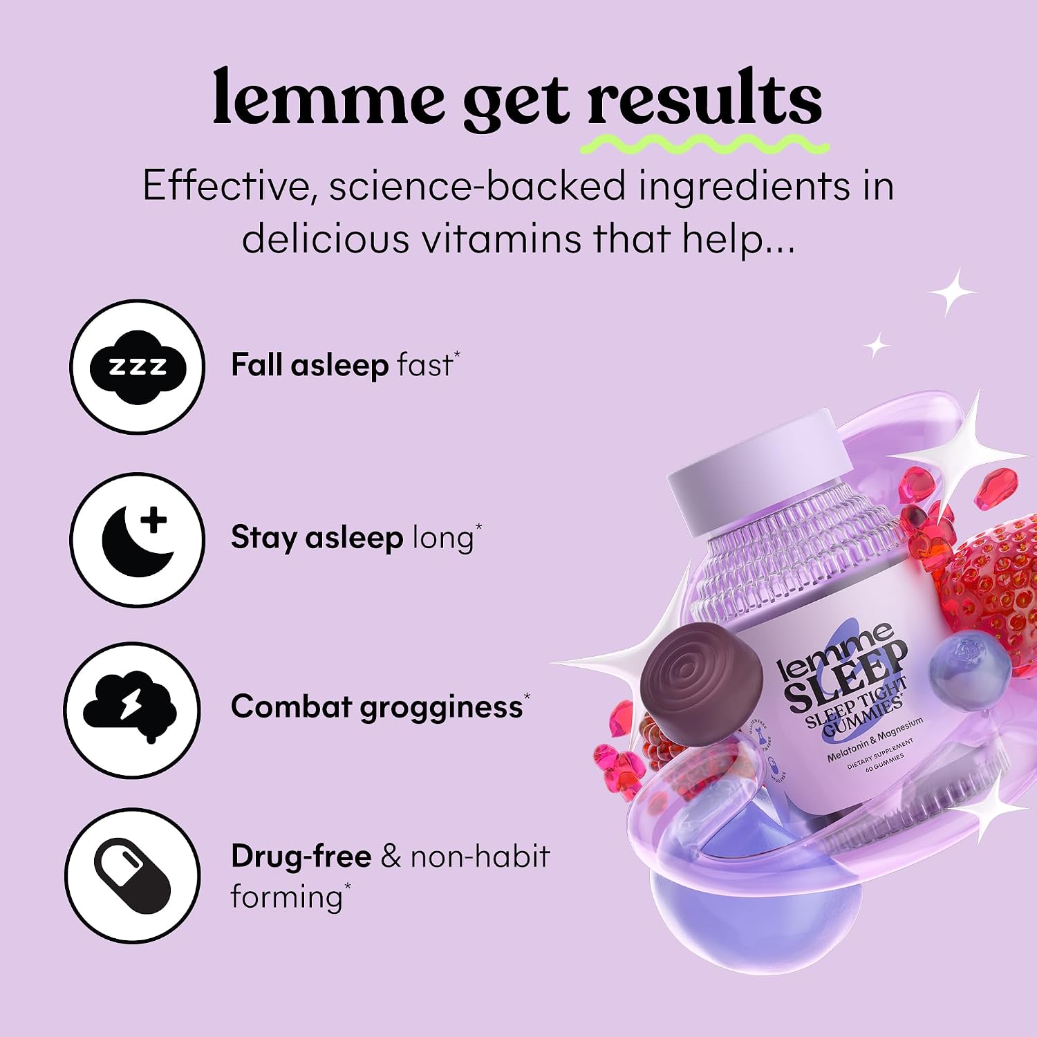Lemme Sleep Gummies with 5mg Melatonin, 30-Day Supply
