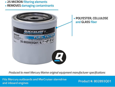 Quicksilver 802893Q01 Water Separating Fuel Filter, Mercury & MerCruiser
