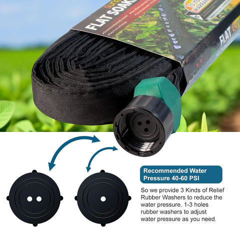 3-Pack Flat Soaker Hose 50 ft for Garden Watering Linkable