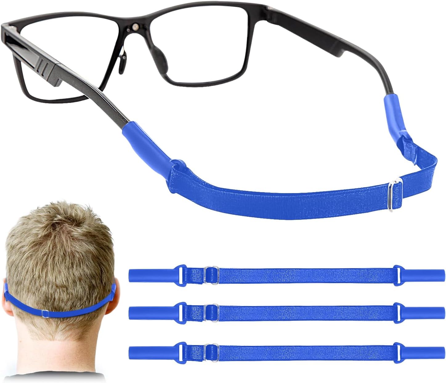 Enenfly Adjustable Glasses Straps - 3 Pack No Tail Eyewear Retainer for Men, Women, Kids – Fits Eyeglasses & Sunglasses