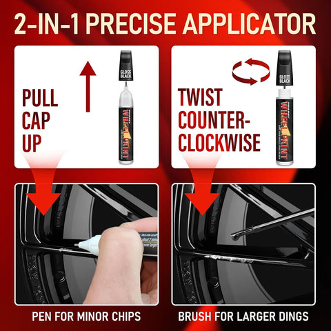 Gloss Black Rim Touch Up Paint, Wheel Scratch & Car Curb Rash Repair Kit
