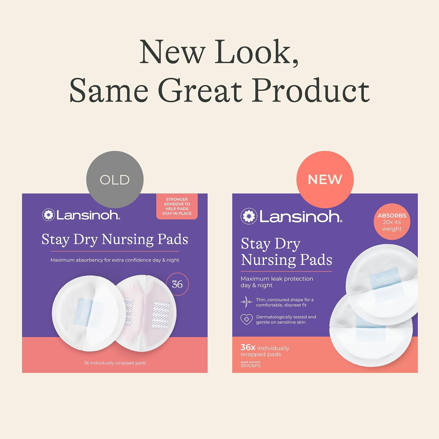 Lansinoh Stay Dry Disposable Nursing Pads, 36 Count