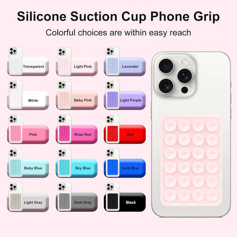 Giumel 8PCS Silicone Suction Phone Case Mount, Non Slip Suction Cup, Hands-Free Phone Accessories Holder for Selfies and Videos, Silicone Adhesive Stand Sticky for Cell Phone