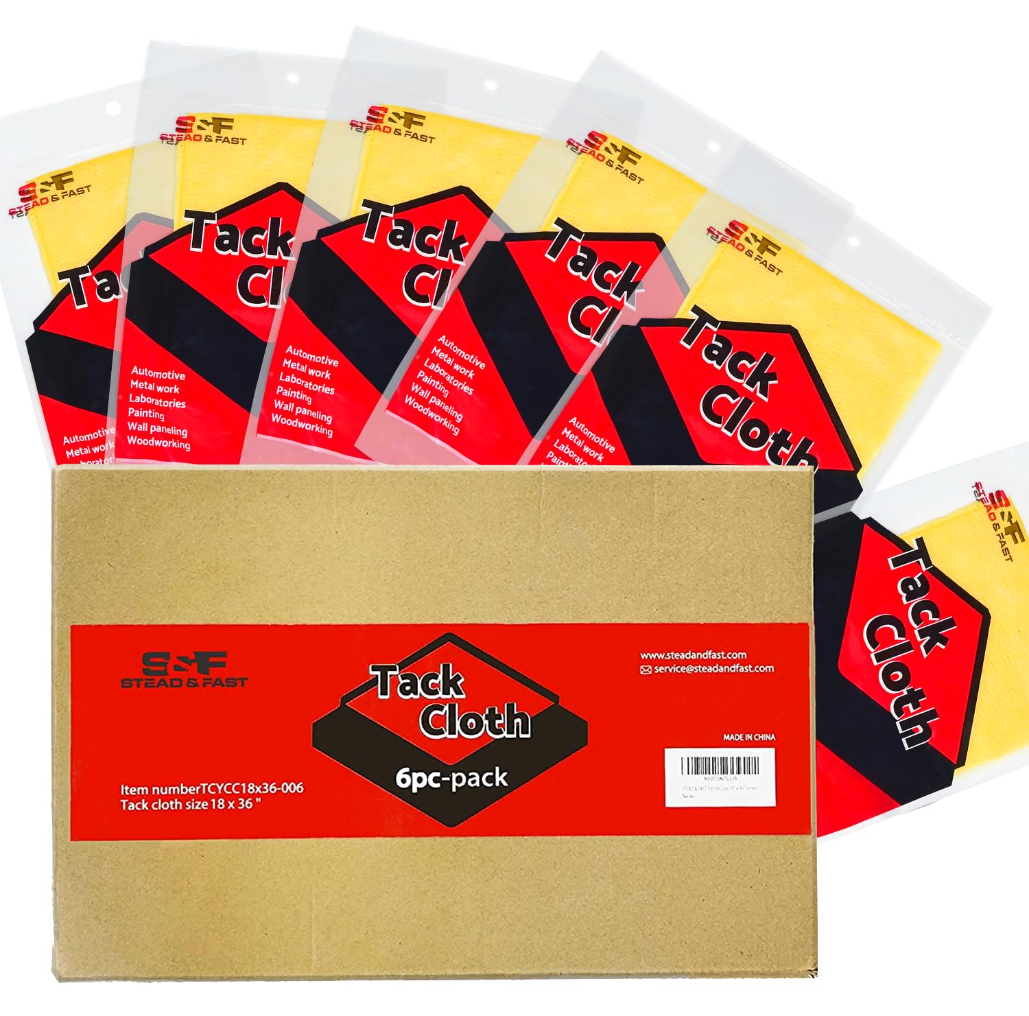 S&F STEAD & FAST Tack Cloth, 6 Pack, for Woodworking and Painting
