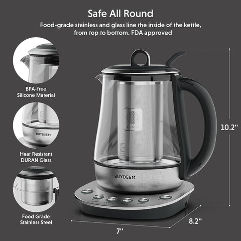 BUYDEEM K2423 Tea Maker, 5 Temperature Settings, Removable Infuser, 1.2L