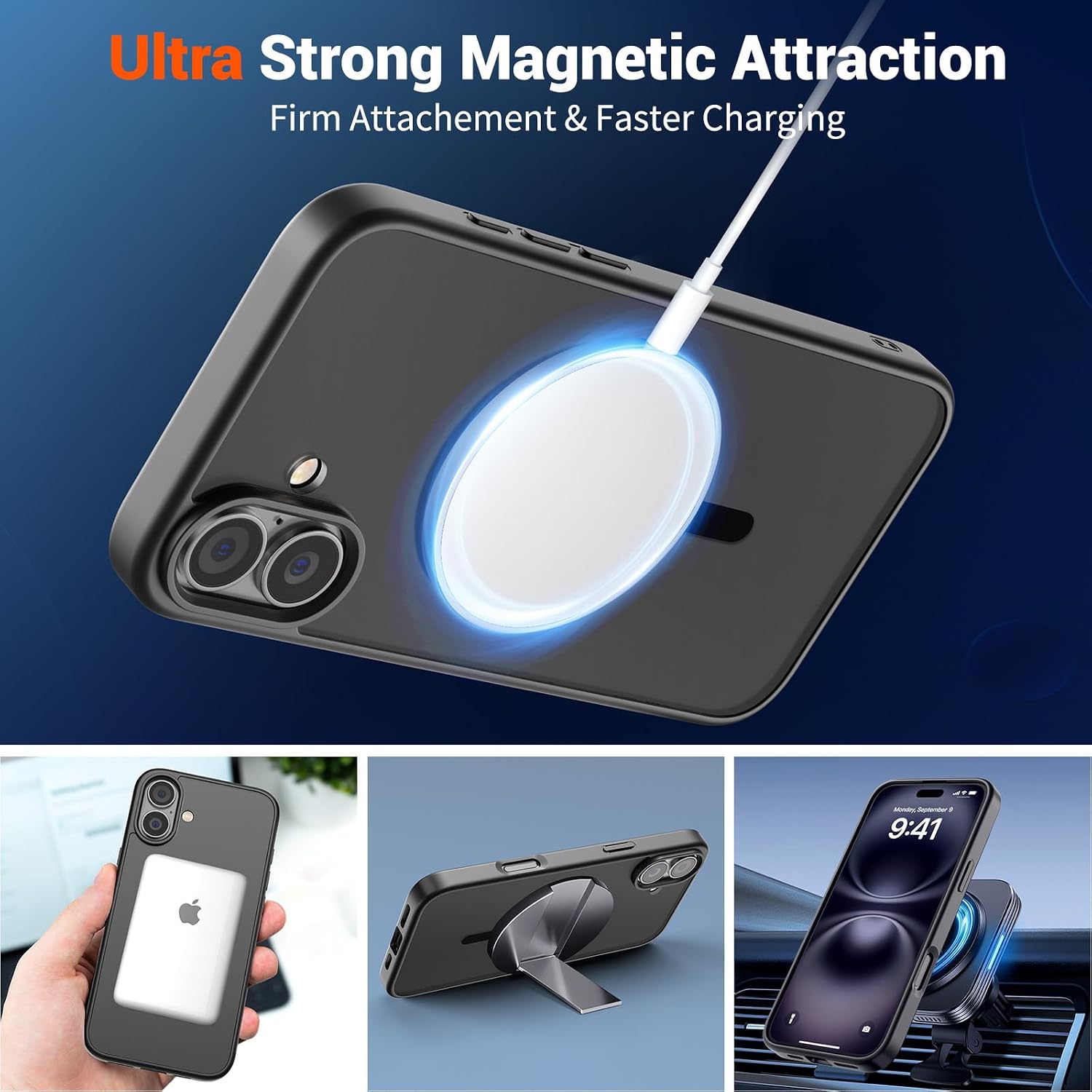 SUPFINE Magnetic for iPhone 16 Case Black