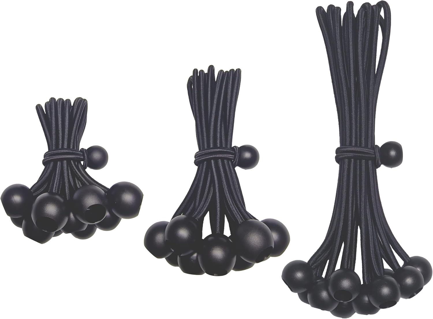 Bungee Cords with Balls 30 Pack, Ball Bungee Cords Comes in Three Sizes: 4 "6" 9", UV Resistant, Antioxidant, Secure Tie Down. (30, Black)