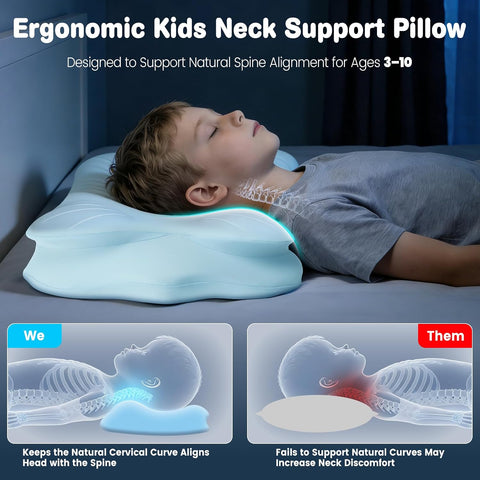 2026 New Toddler Pillow, Kids Cervical Pillow for Neck and Shoulder, Cooling Orthopedic Memory Foam Pillow,Ergonomic Neck Support Pillow for Side,Back and Stomach Sleepers,Odorless Aged 3-10 Years Old
