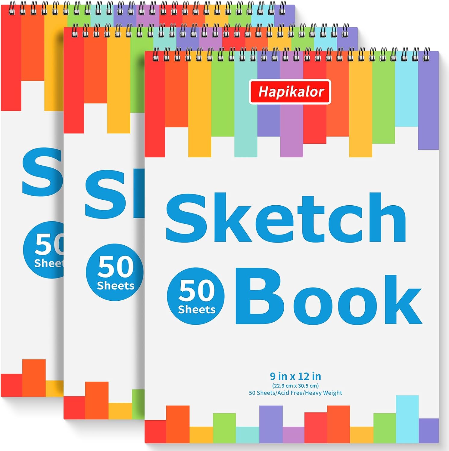 9" x 12" Journal Kit, 3-Pack 50 Sheets Spiral Bound Diary, Art Sketch Book