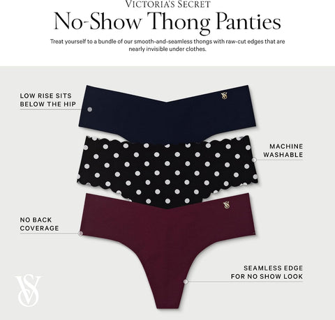 Victoria's Secret Women's No-Show Thong Panties, Underwear Pack