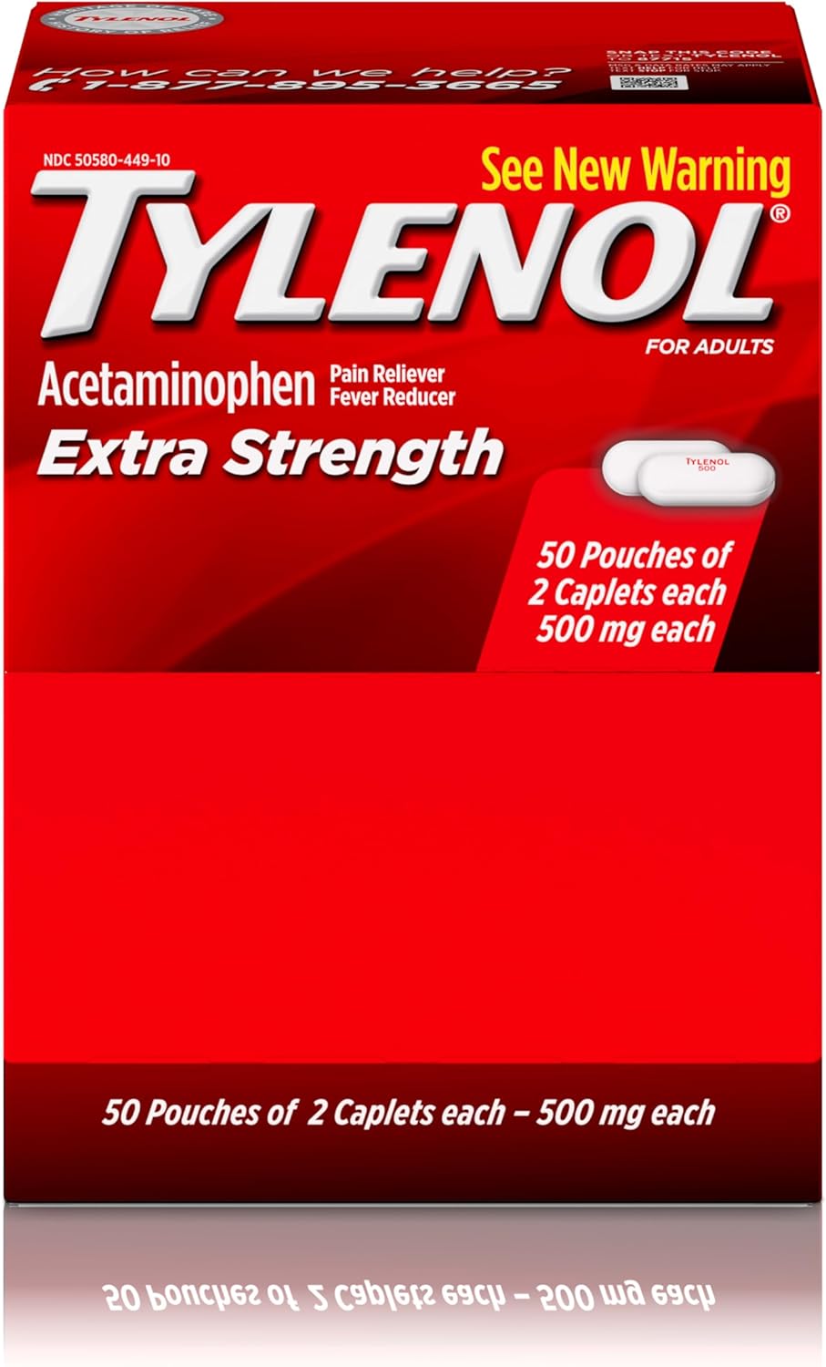 Tylenol Extra Strength Caplets, 500 mg Acetaminophen, 50 x 2 ct