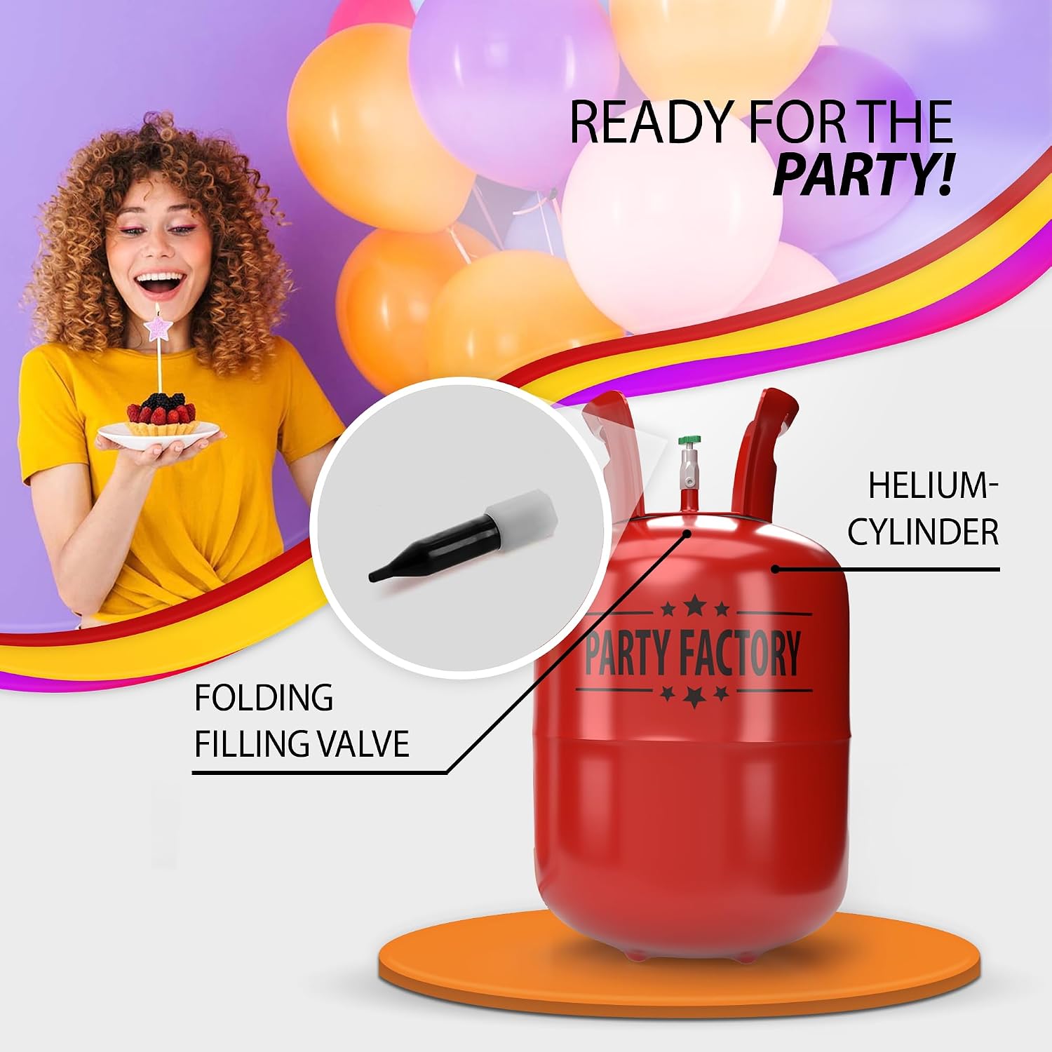Party Factory Helium Tank for up to 50 Balloons 400L