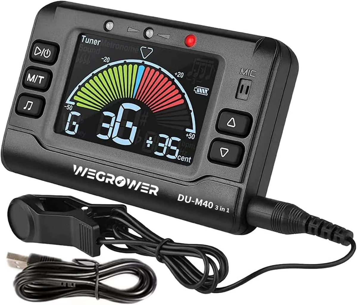 Wegrower Rechargeable 3 In 1 Digital Metronome Tuner Tone Generator