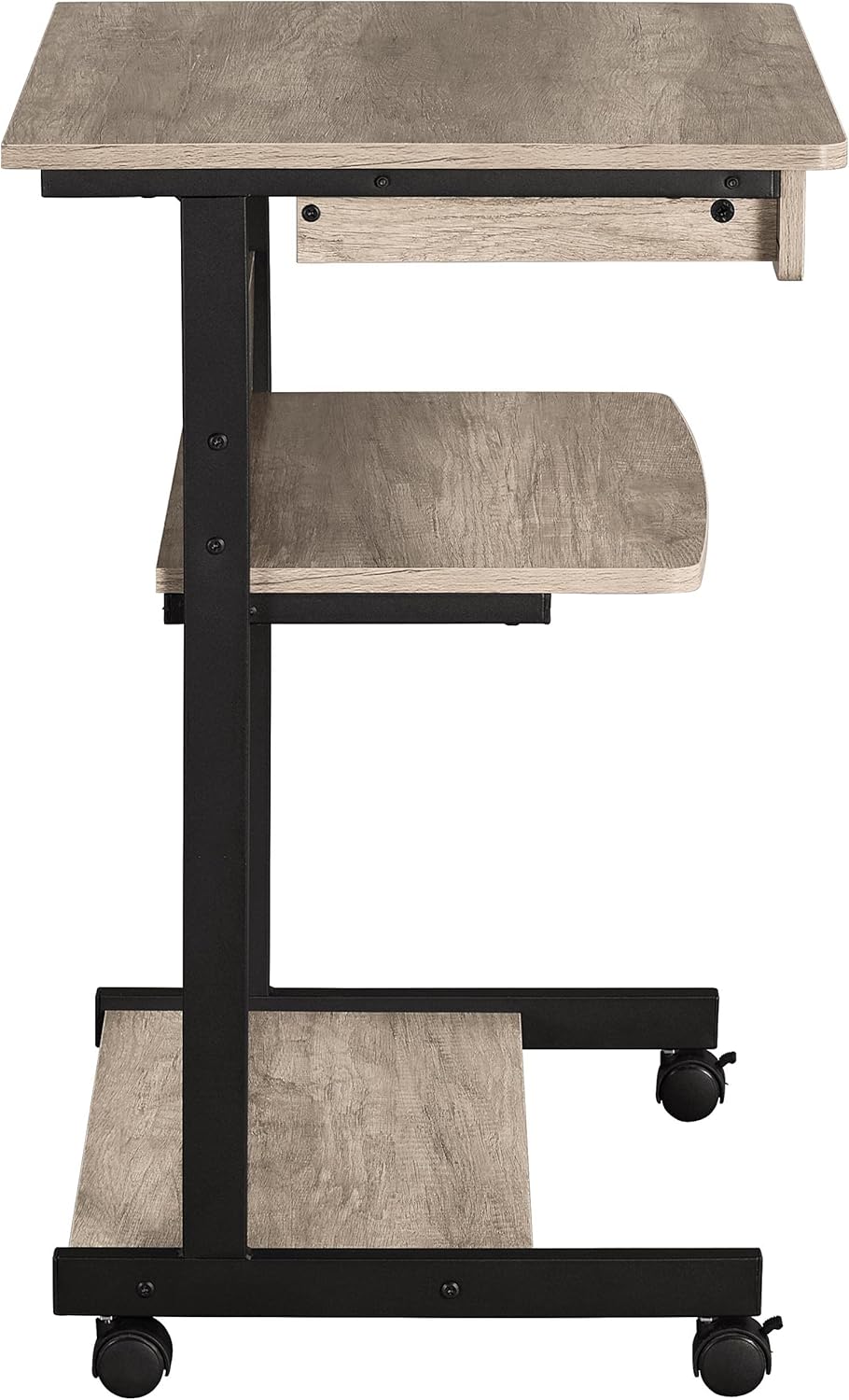 Topeakmart Gray Art Deco Desk, Rolling Computer Desk Cart with Drawer, Small Space Solution for Writing, Laptop, PC, 22 x 20.1 x 31.5 inches
