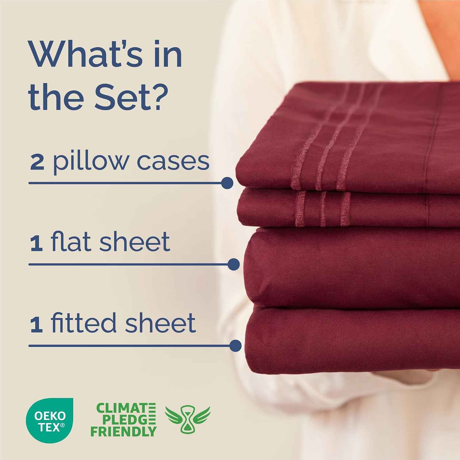 King Size 4 Piece Sheet Set - Comfy Breathable & Cooling Sheets - Burgundy