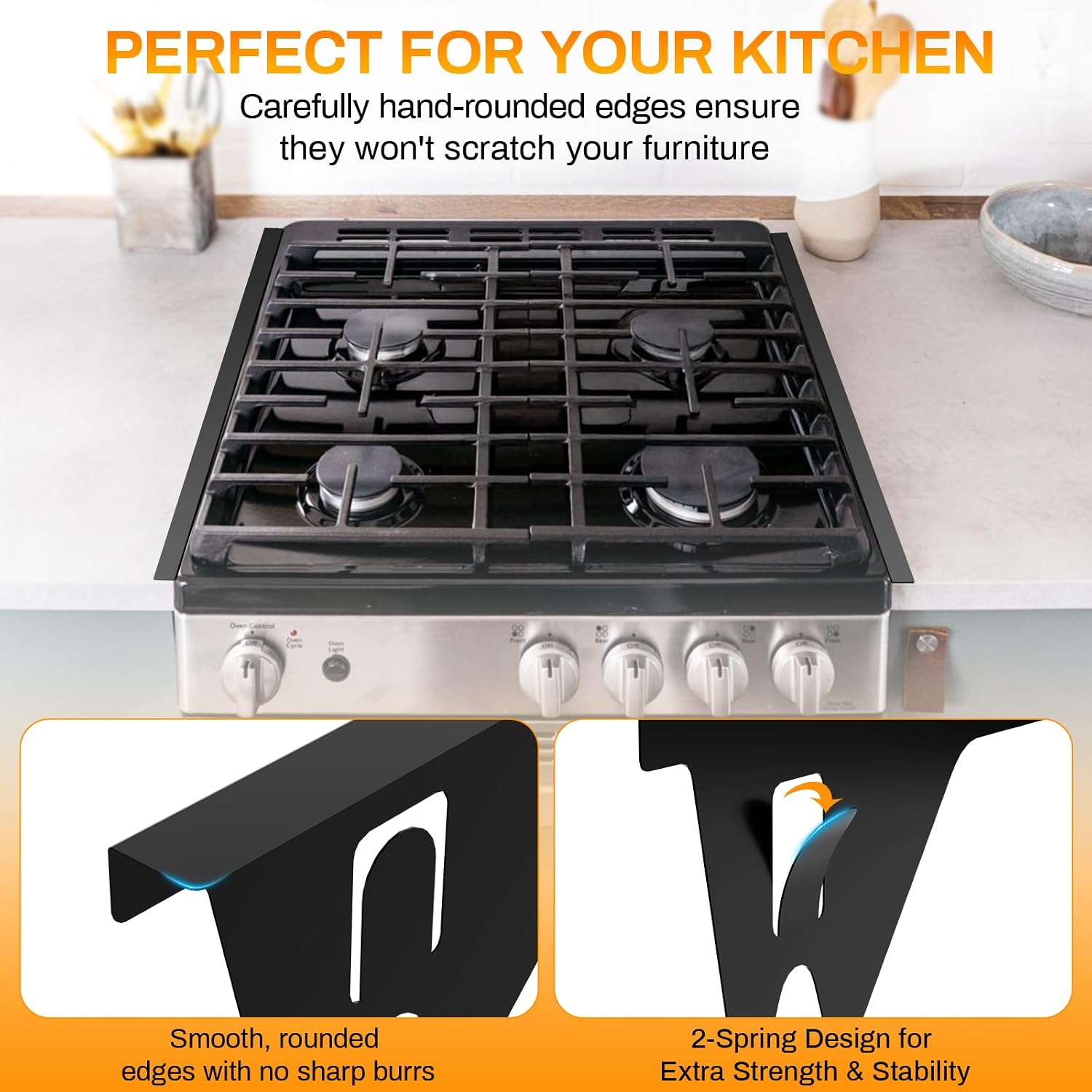 ItsNio 316 Stainless Steel Stove Gap Covers 2Pack, Stove Gap Filler, Black
