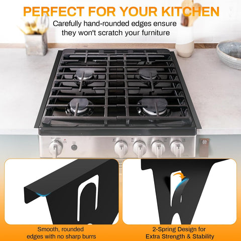 ItsNio 316 Stainless Steel Stove Gap Covers 2Pack, Stove Gap Filler, Black