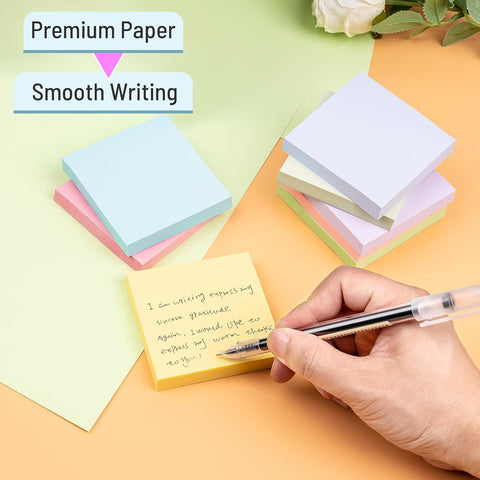 Sticky Notes 3x3 in, 8 Pastel Self-Stick Pads, 800 Sheets for School Office
