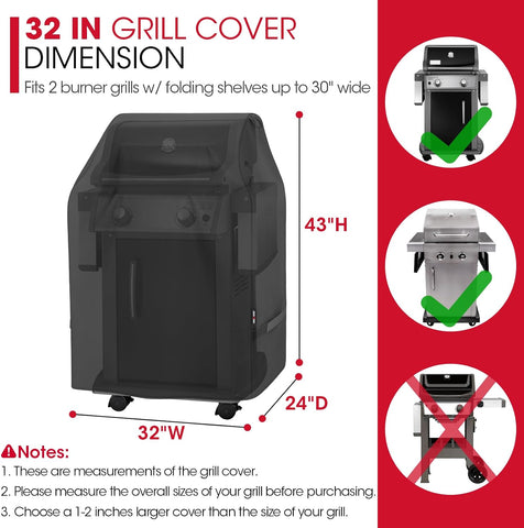 Unicook 32 Inch Small Grill Cover for Outdoor Grill Heavy Duty Waterproof