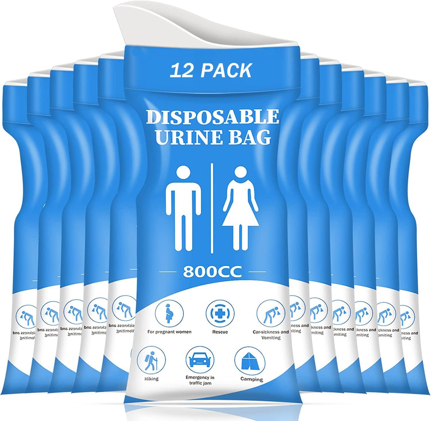 DIBBATU Disposable Urine Bags for Women/Men, 12/24Pack for Travel, Camping, Car Trip