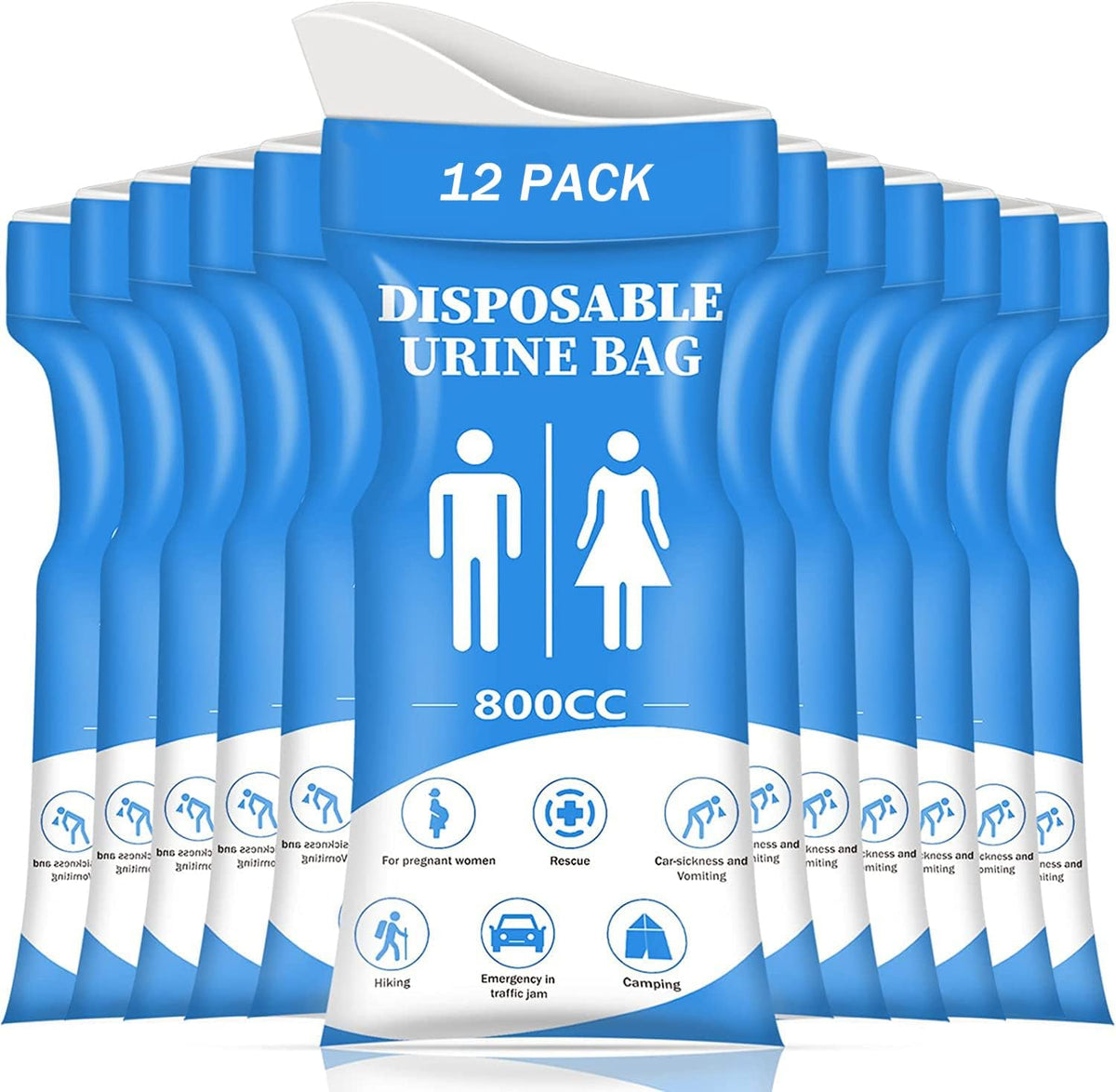 DIBBATU Disposable Urine Bags for Women/Men, 12/24Pack for Travel, Camping, Car Trip