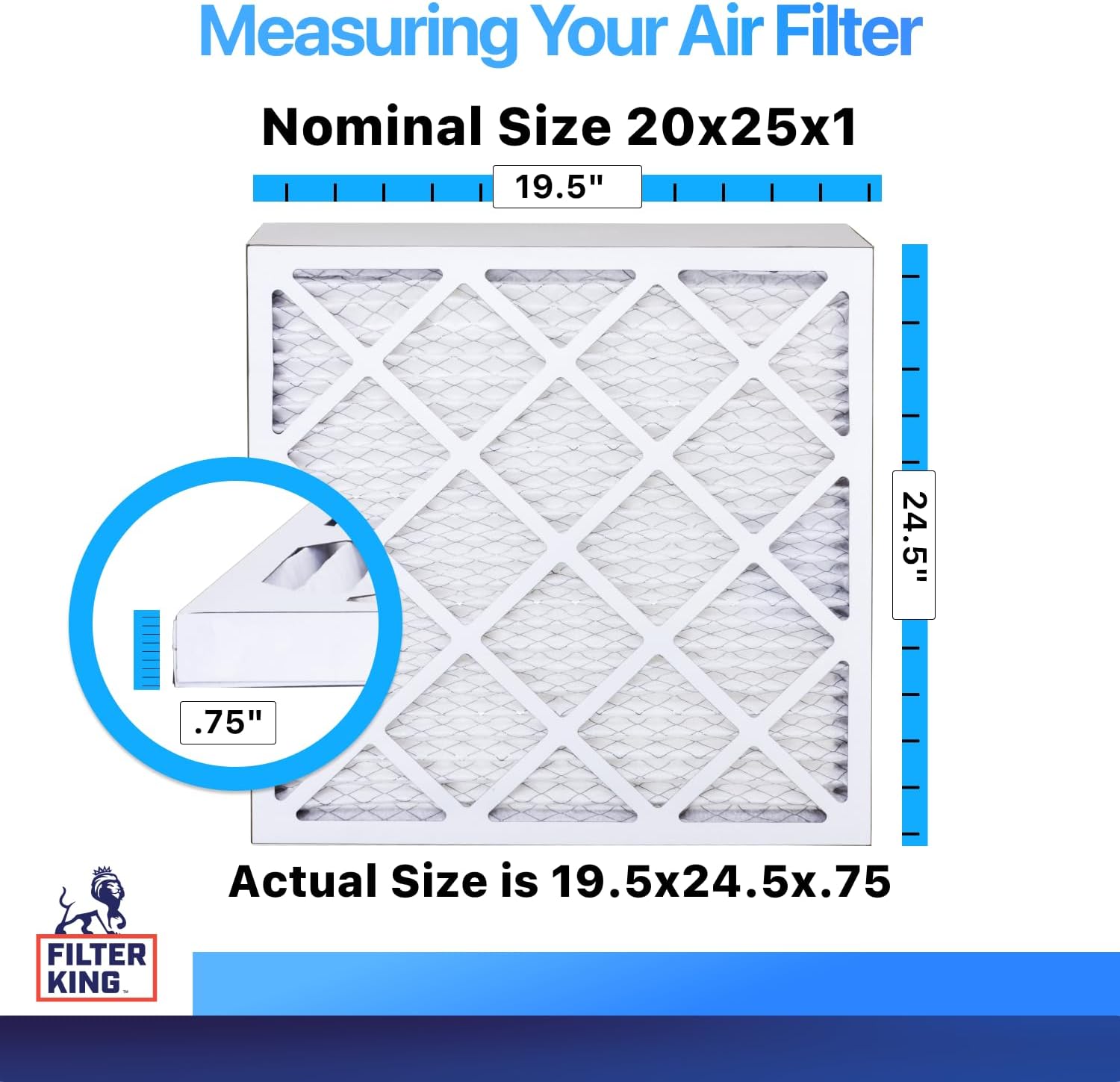 Filter King 20x25x1 Air Filter MERV 8, AC Furnace Filters (6-Pack)