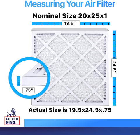Filter King 20x25x1 Air Filter MERV 8, AC Furnace Filters (6-Pack)