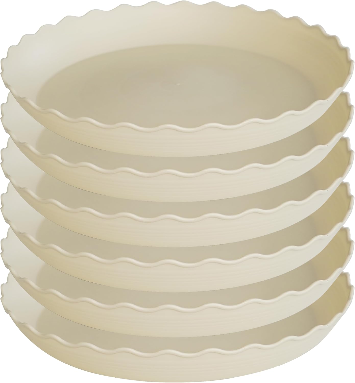6 Pack of 12 inch Plant Saucer Plant Tray, Plastic Plant Saucer, Heavy Duty Plant Tray for Pots, Plant Saucers for Indoors Planter, Garden Water Plate Bowls (Beige)