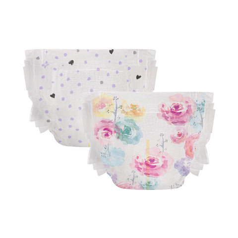 The Honest Company Clean Conscious Diapers | Plant-Based, Sustainable | Young at Heart + Rose Blossom | Club Box, Size 2 (12-18 lbs), 72 Count